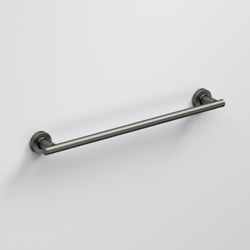 Close up product image of the Origins Living Tecno Project Gunmetal 510mm Towel Rail